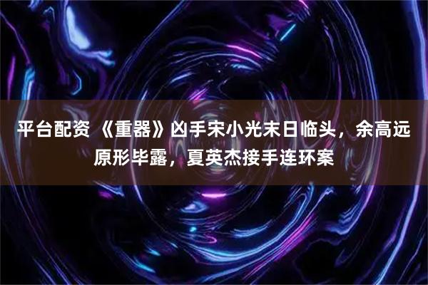 平台配资 《重器》凶手宋小光末日临头，余高远原形毕露，夏英杰接手连环案